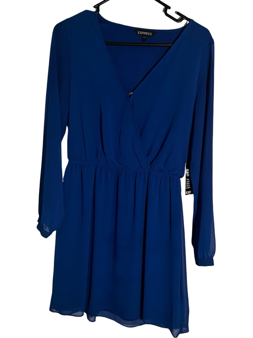 Express Royal Blue Long Sleeve Wrap-Style Dress
